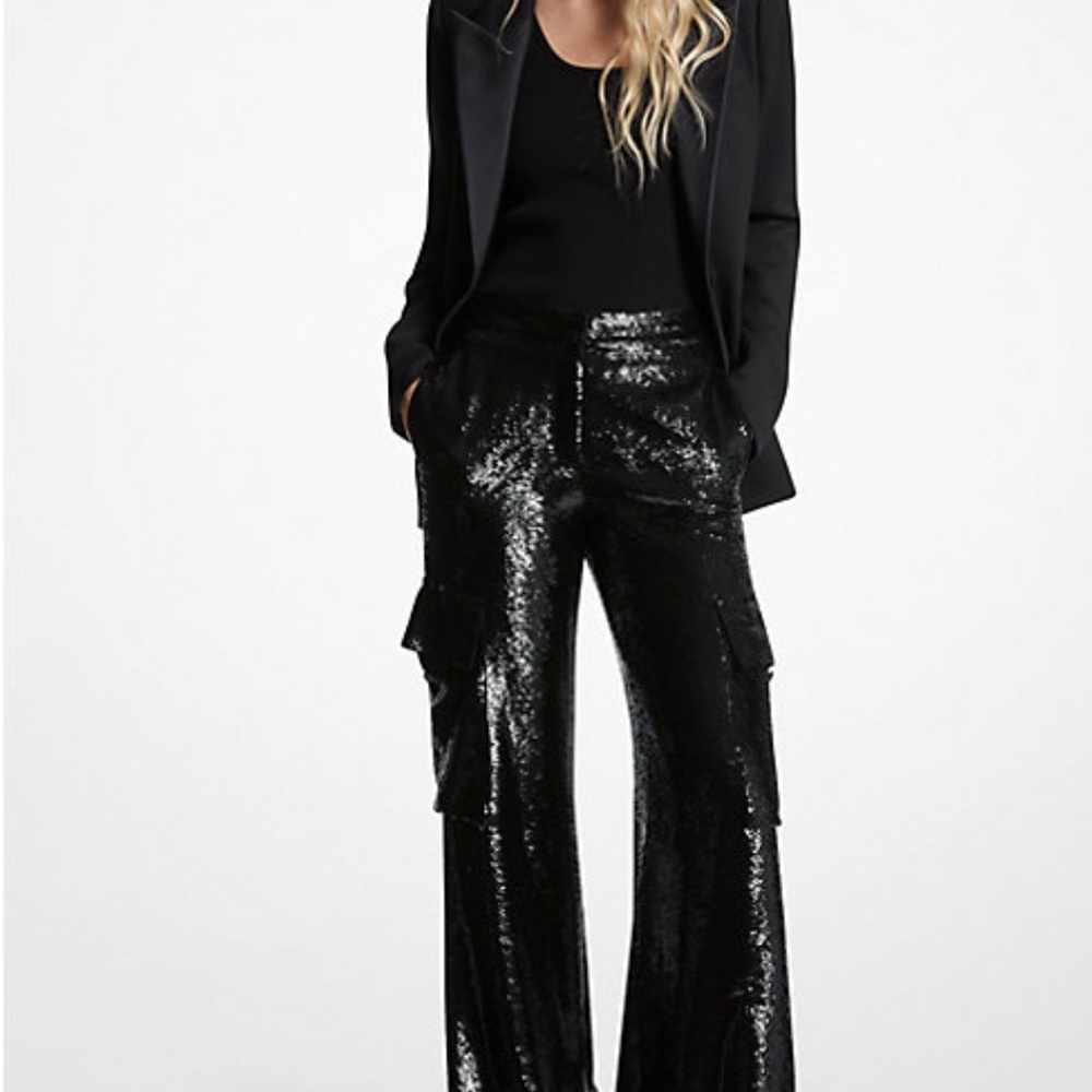 Noli Black Sequin Straight Leg Pants